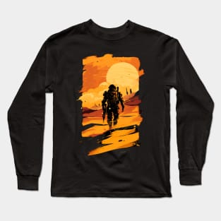 Marine Trekking on Mars - Sunset - Scifi Long Sleeve T-Shirt